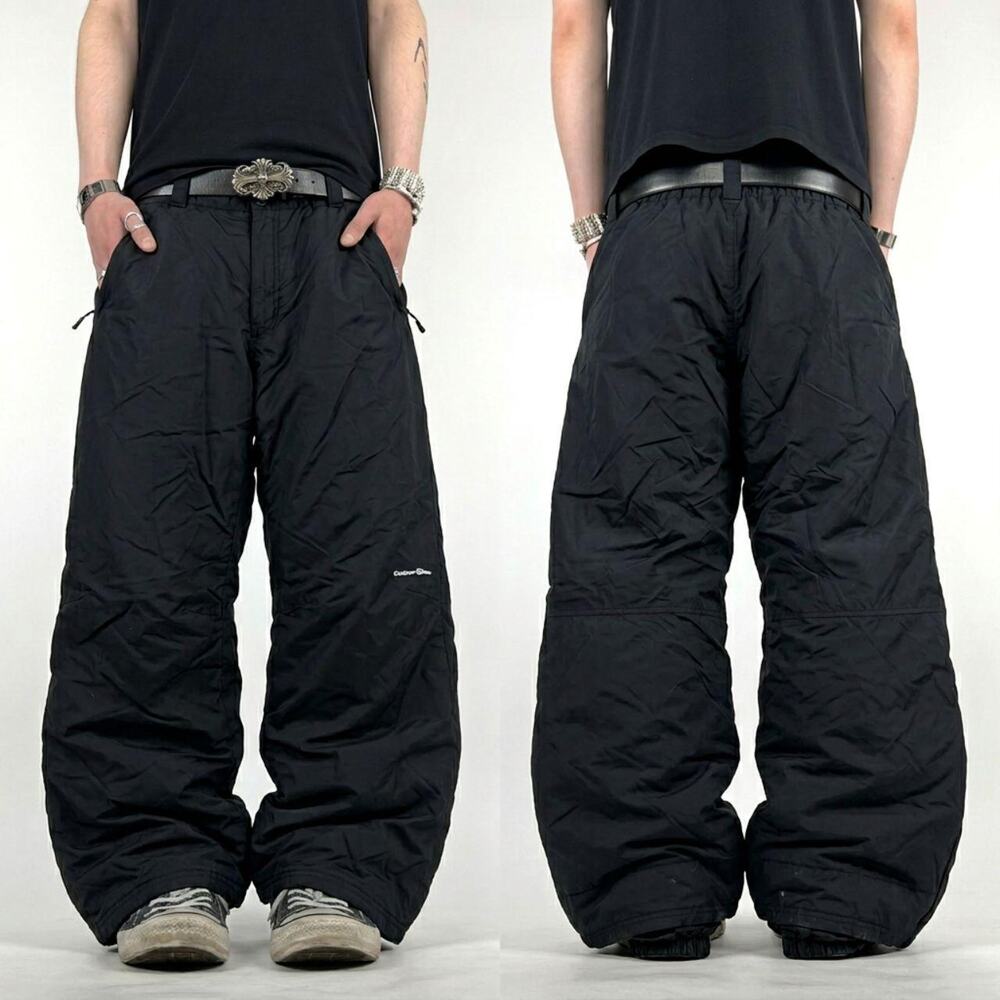 Vintage y2k archive faded black skater cargo baggy wide leg ski pants